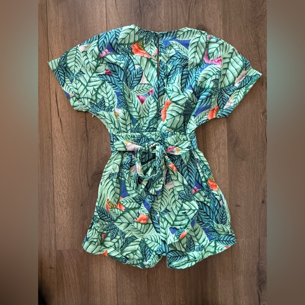 Mara Hoffman Bandeau Romper in Leaf Linen Size 0 - Picture 6 of 10